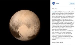 nasa difunde primero en instagram fotos del encuentro de la nave new horizon con pluton