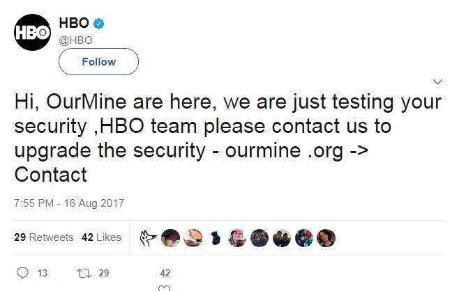 Twitter HBO hackeado