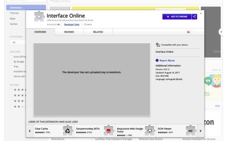 interface online malware
