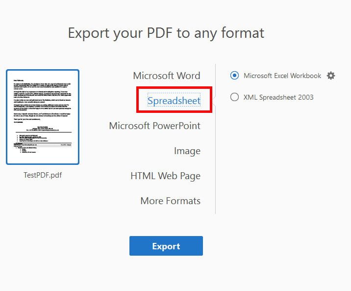 convertir un PDF a Excel