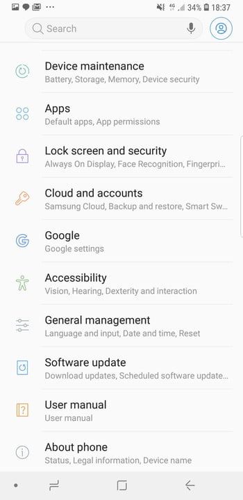 como proteger el samsung galaxy s9 settings screen 720x720