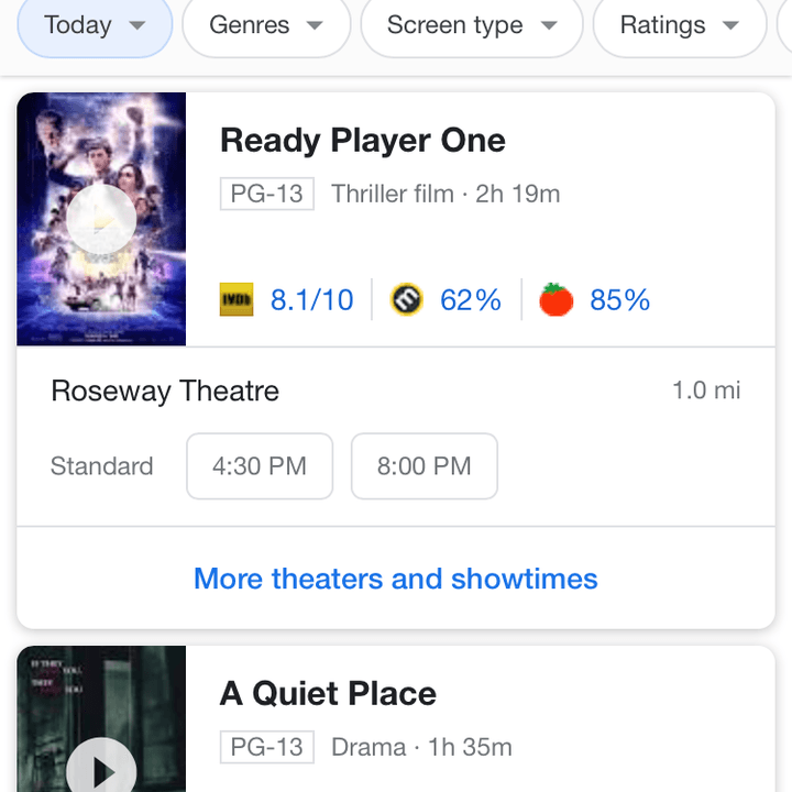 google funciones peliculas moive view update 2