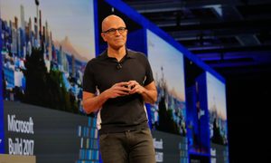 evento microsoft build 2018 satya nadella chief executive officer on stage at 2017
