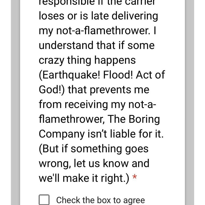 lanzallamas elon musk terminos condiciones terms 3 1