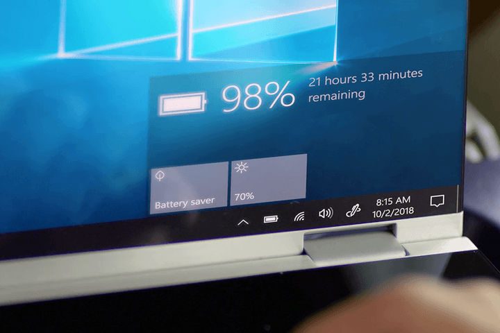 Pantalla de Windows 10 mostrando la opción de energía para cuidar la batería del portátil