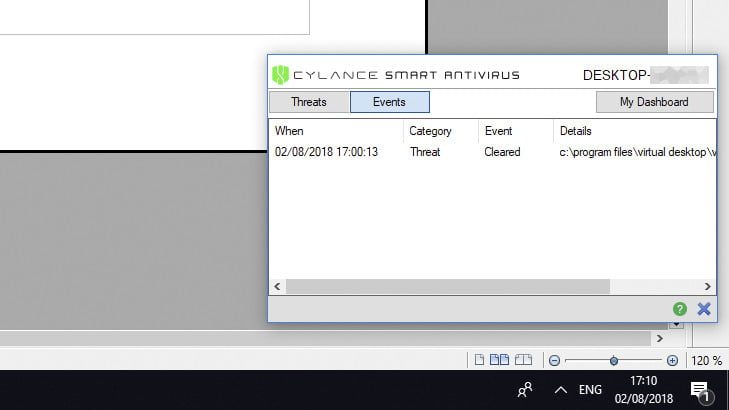 como la ai puede eliminar malware cylance antivirus interface 2 729x410