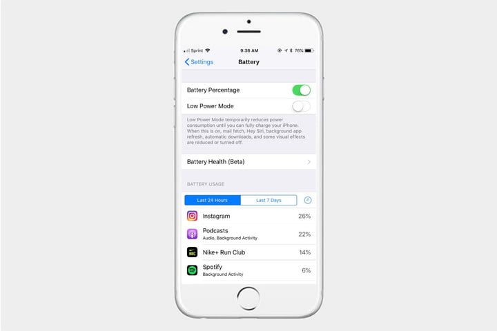 mostrar el nivel de batería en un iPhone