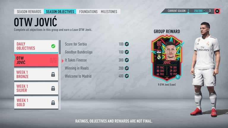 Objetivos en FIFA 20 Ultimate Team