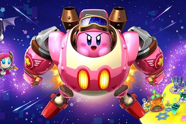 Kirby con un traje espacial en Kirby: Planet Robot.