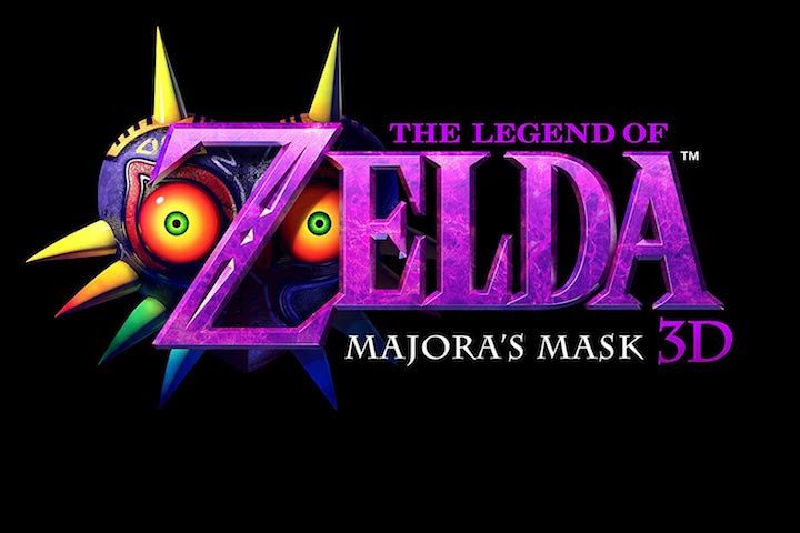Logo de The Legend of Zelda: Majora's Mask 3D en color morado sobre fondo negro.