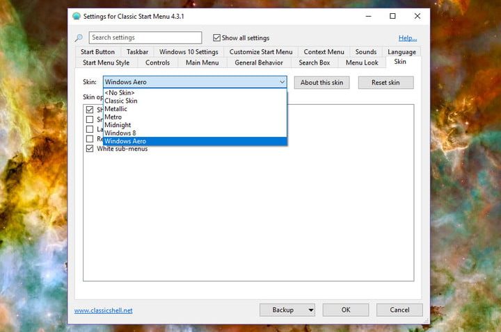Selecciona la opción Windows Aero