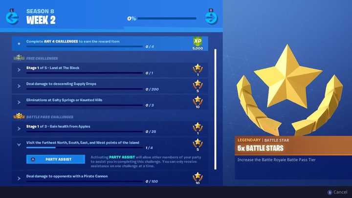 Semana 2 de desafíos en la temporada 8 de Fortnite
