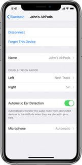 Configuración Bluetooth para AirPods