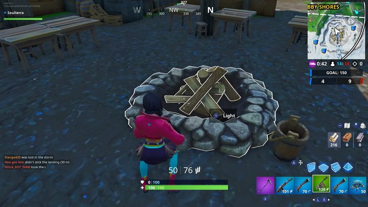 Desafío: busca un cofre, usa una máquina expendedora y una fogata