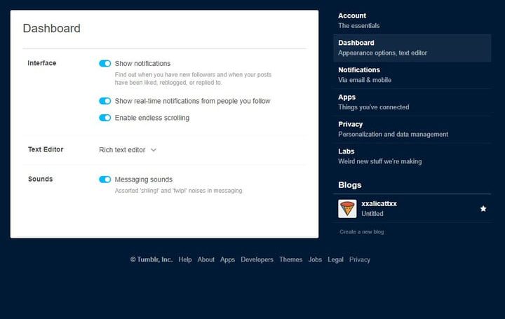 cambiar un nombre de usuario en Tumblr