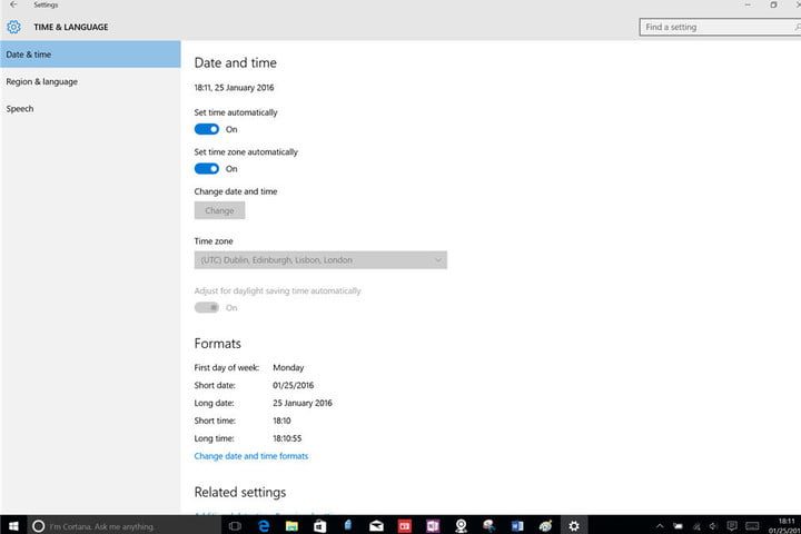 cambiar la hora en Windows 10