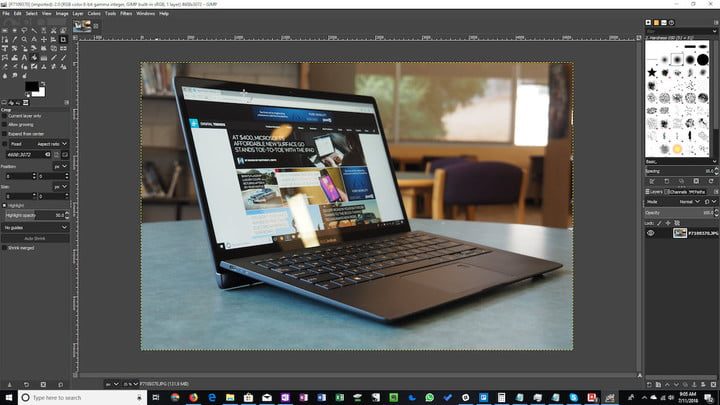 Captura de pantalla de programa Gimp