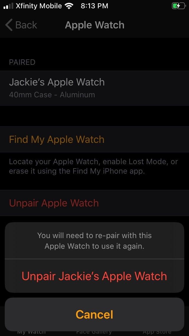 como enlazar apple watch con iphone unpair44 640x1136