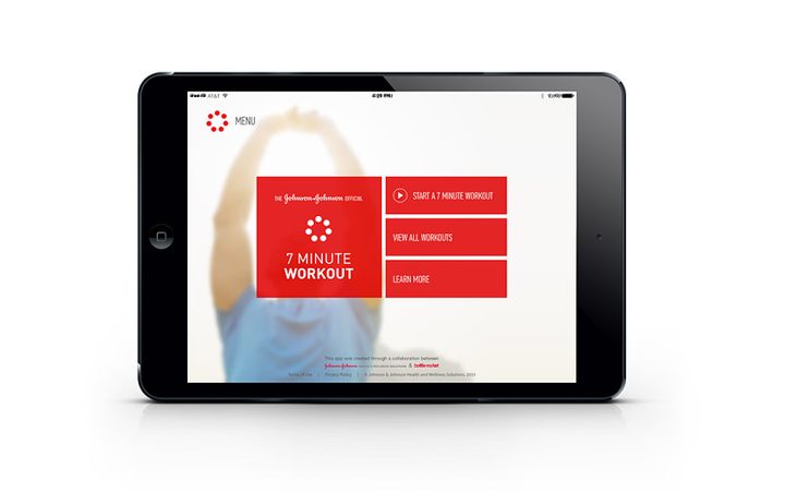 Interfaz de la app The Johnson & Johnson Official 7 Minute Workout