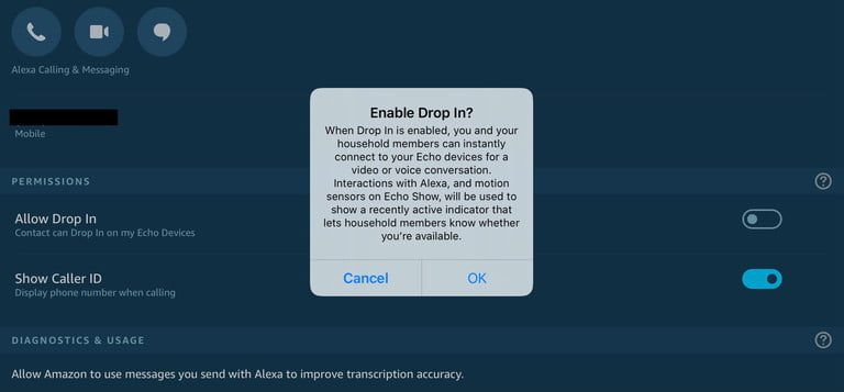 cómo activar el Drop In en Amazon Alexa