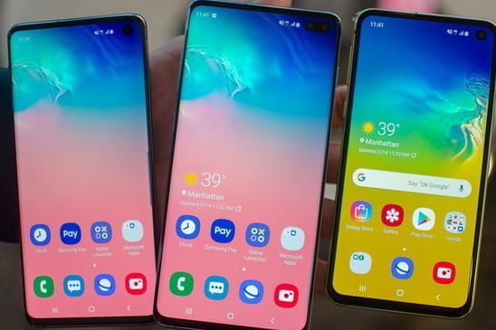Mirada panorámica de la familia de los teléfonos de la familia Galaxy S10.