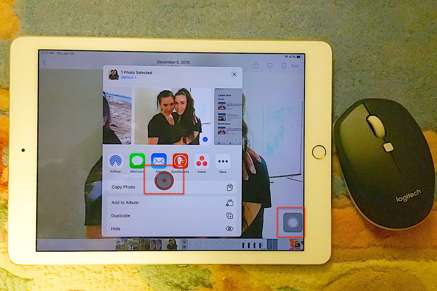 Imagen de la función del ratón de iPadOS