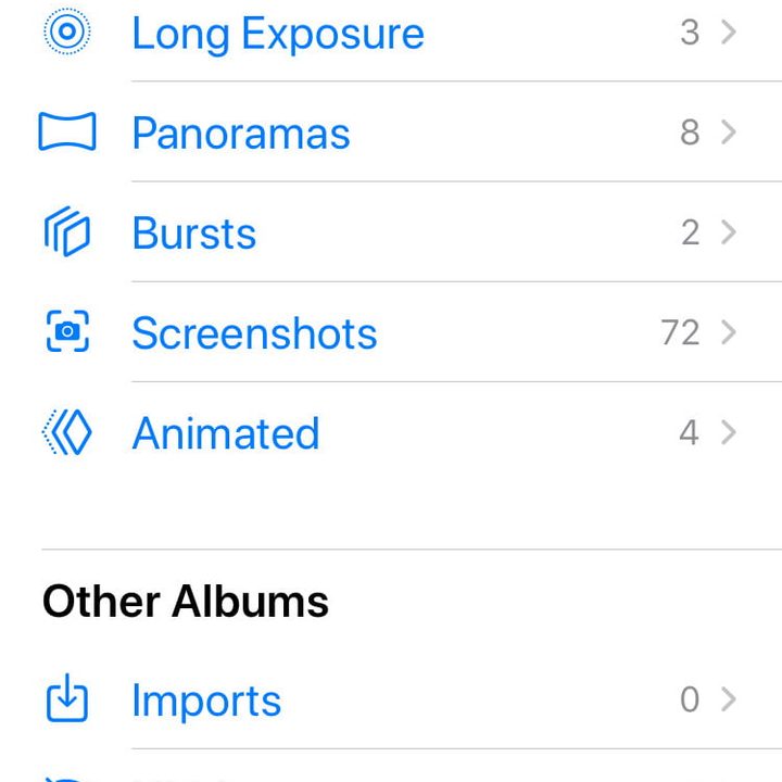 Captura del álbum de fotos Eliminadas recientemente