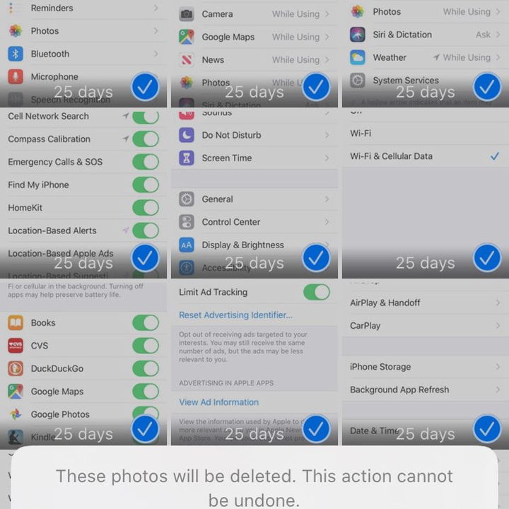 Seleccionar borrar fotos del álbum de Eliminadas recientemente