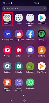 Pantalla de inicio de la Galaxia Samsung