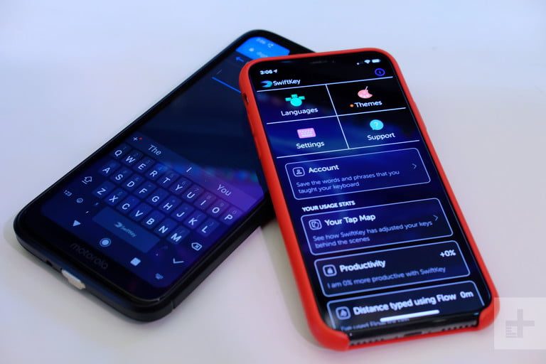 Dos teléfonos con la aplicación de teclado SwiftKey