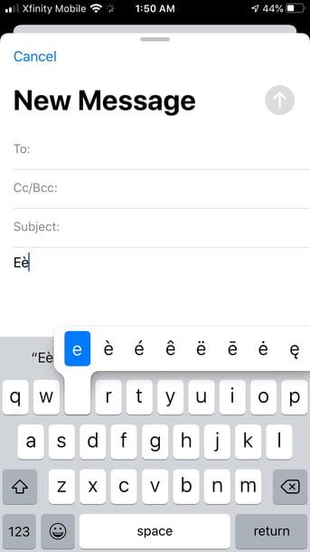 Caracteres alternativos iPhone