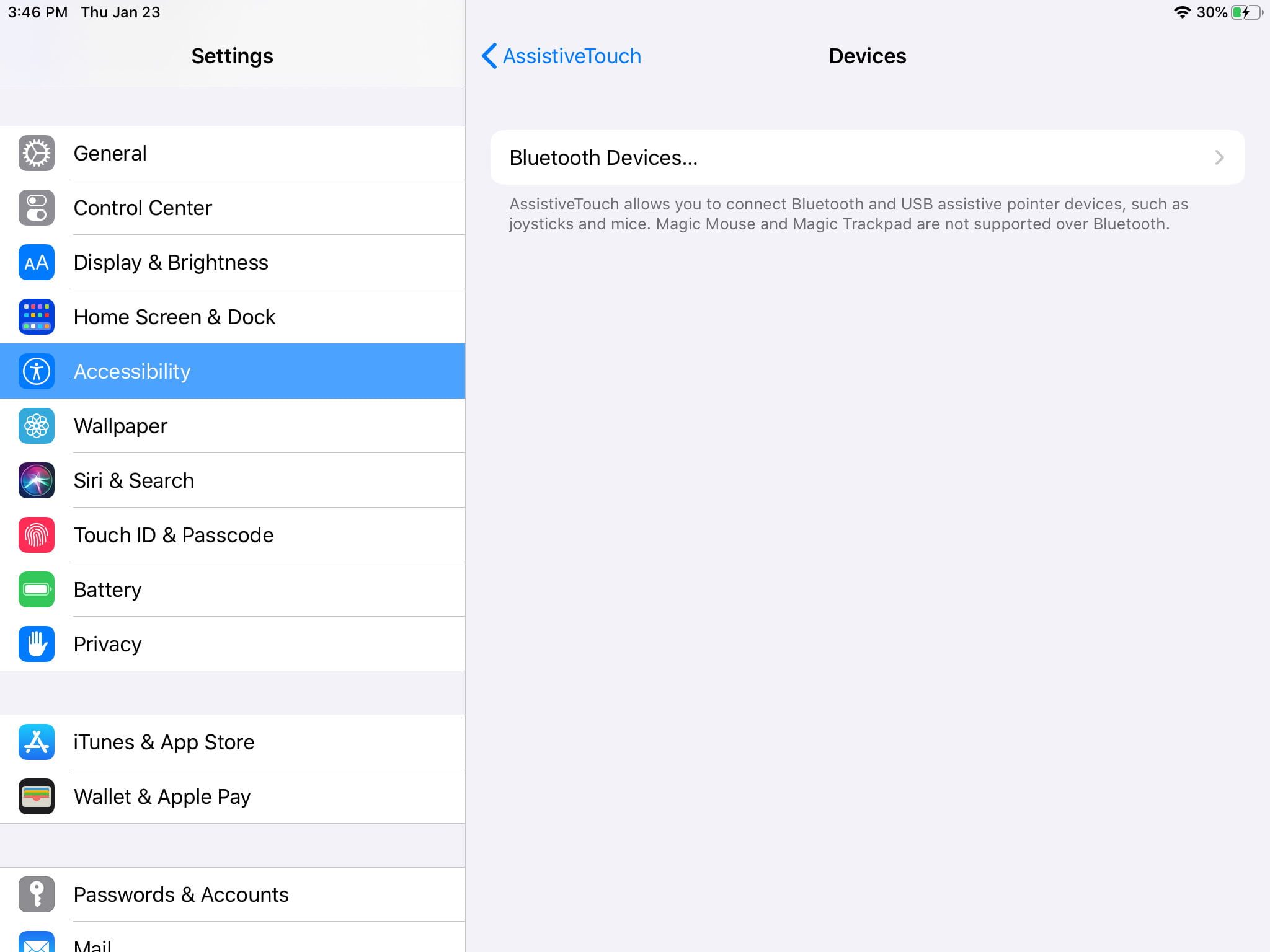 Pantalla cómo usar un mouse en un iPad paso 4, activar AssistiveTouch