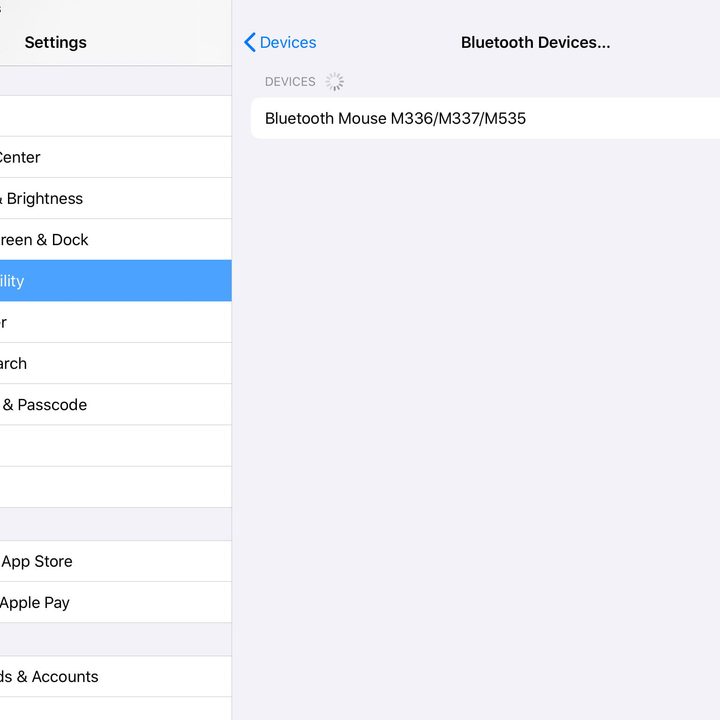 Pantalla cómo usar un mouse en un iPad paso 5, seleccionar dispositivos bluetooth
