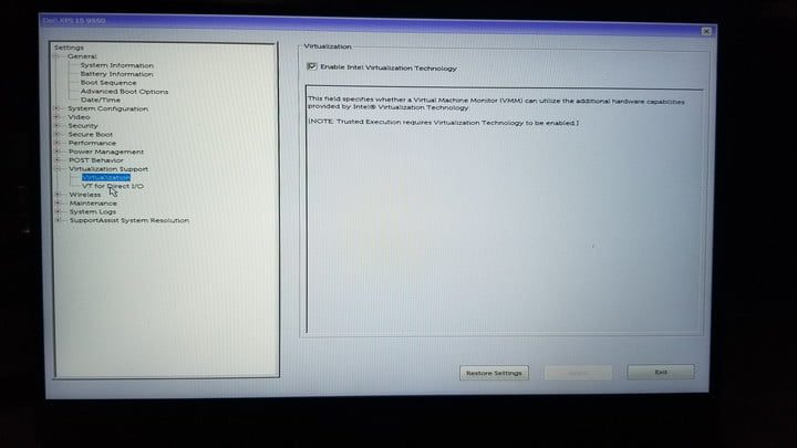 windows sandbox pantalla de bios