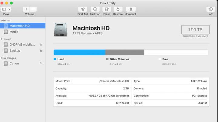cómo clonar un disco duro. Pantalla principal de Utility Disk Mac