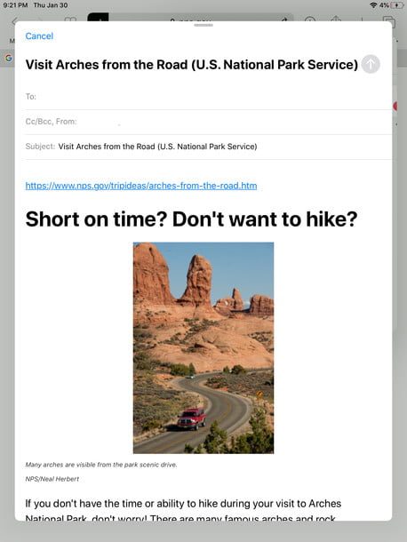 Opciones para compartir en Safari en iPadOS 13