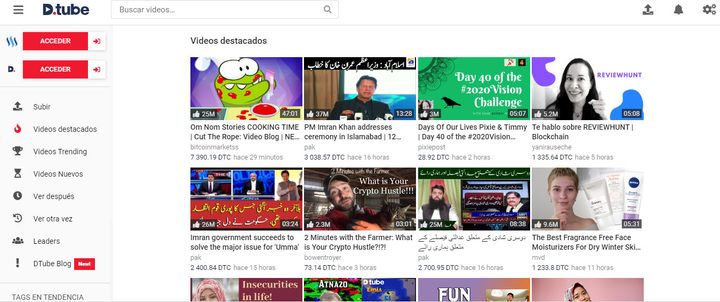 Interfaz principal de D.Tube