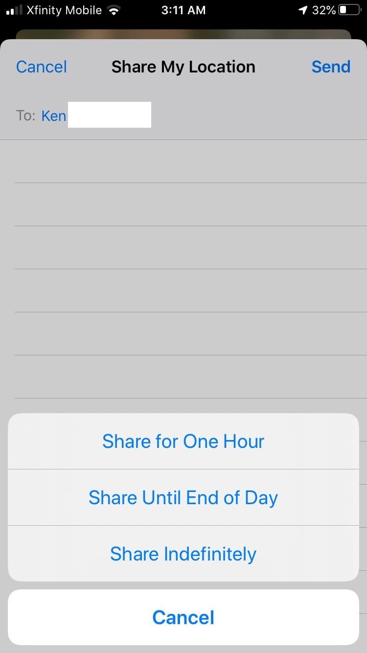 Captura de la función Find My