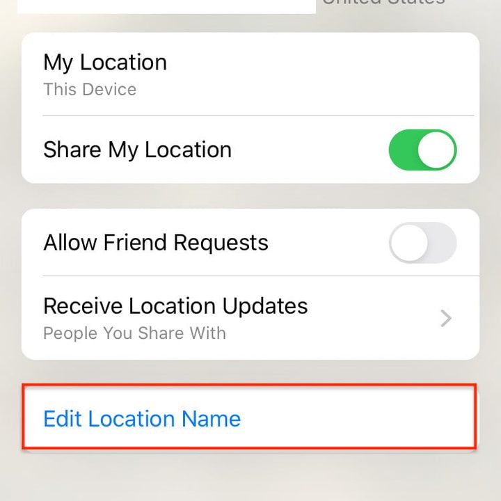 Captura de la función Find My