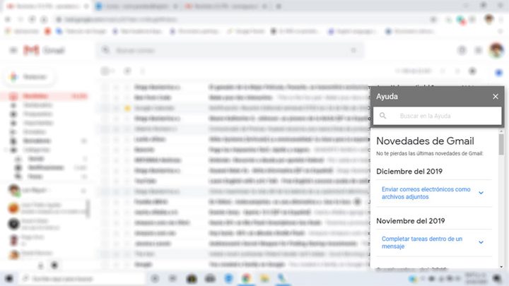 Aspecto de la interfaz principal de Gmail