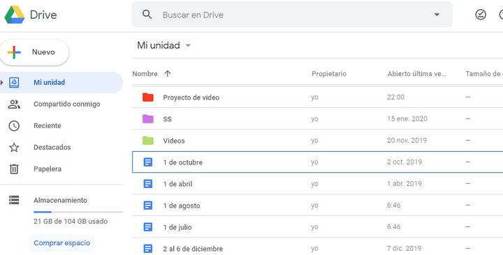 Compra de espacio en Google Drive