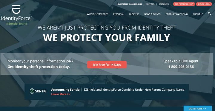 Imagen de pantalla de IdentityForce y cómo evitar el robo de identidad