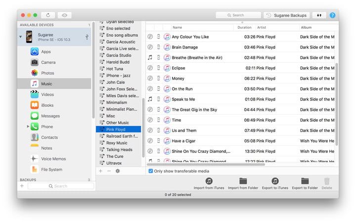 Pantalla de iMazing reconociendo iPod