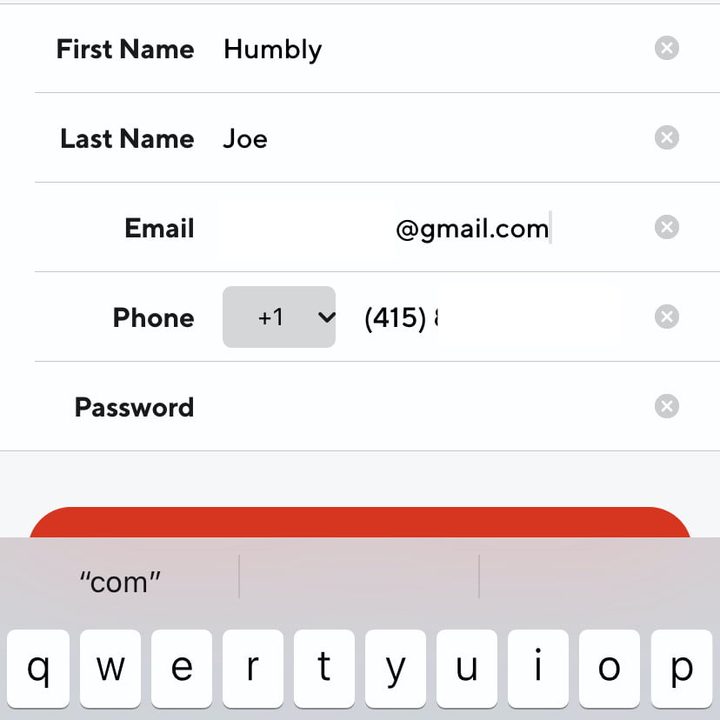 captura en la que Facilitas la dirección de correo electrónico de DoorDash
