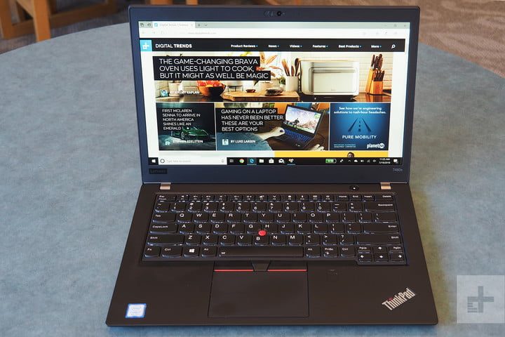 Lenovo Thinkpad T480s frontal completamente abierto