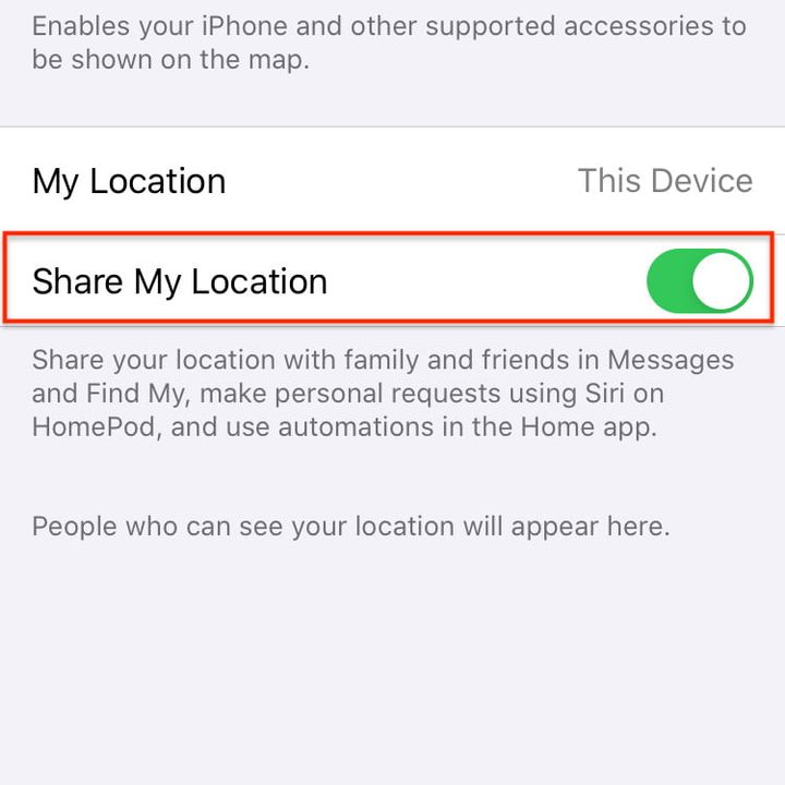 Captura de la función comparte mi ubicación