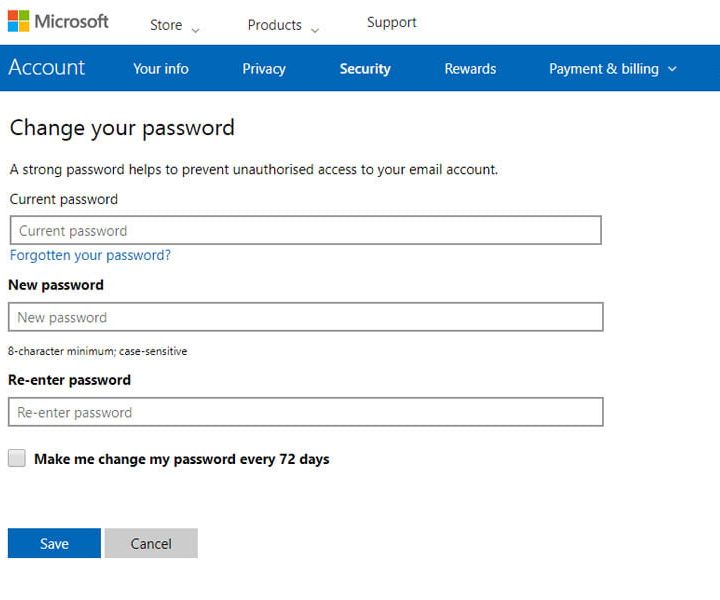 Pantalla seguridad Outlook