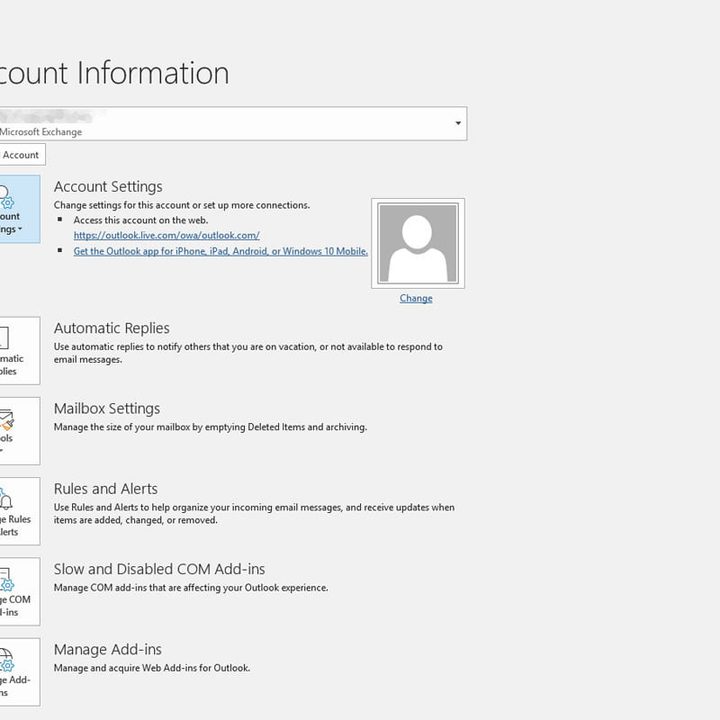 Información en Outlook