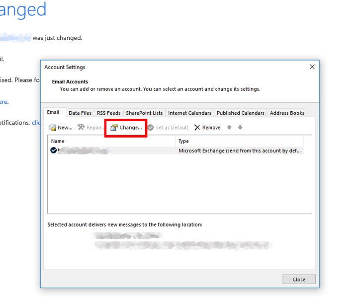Cambiar password Outlook