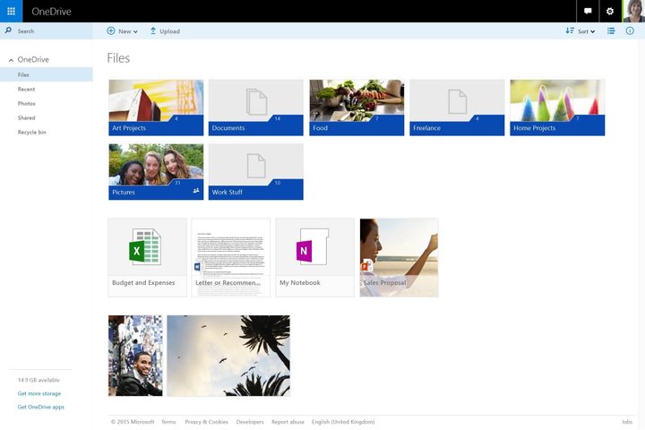 Pantalla pricipal de Microsoft OneDrive for Business mostrando respaldo de informacion